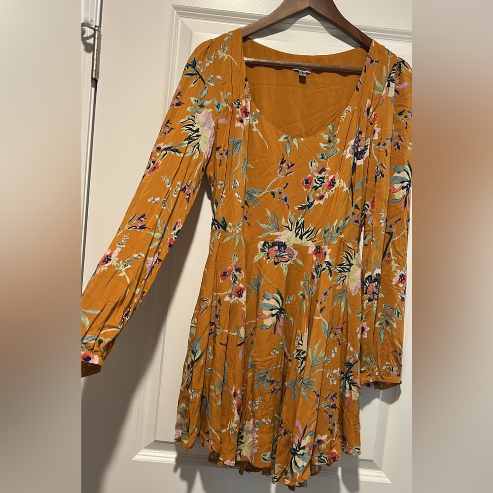 Urban Outfitters Ecote Rosalinda Floral Long-Sleeve mini dress.